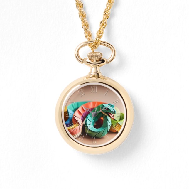 Relógio Cobra de Ano Novo Chinês Origami Zodiac Aniversári (Frente)