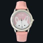 Relógio Coelhinho Cor-de-Rosa Bonito, Felpudo Personalizad<br><div class="desc">Adorável relógio de felpudo rosa personalizado.</div>