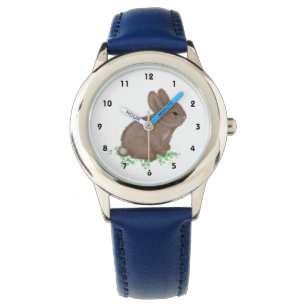 Relógio Coelhinho de floresta bonito em Clover (mão esquer