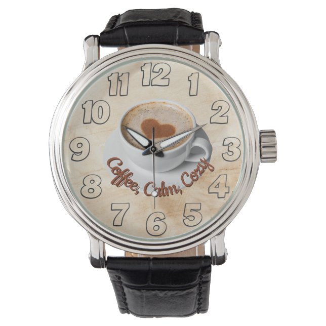 Relógio Coffee, Calm, Cozy Men's Watch Design (Frente)