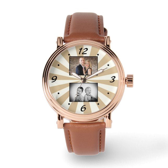 Relógio Colagem de Fotografias com Sun Beam 2 Moderno Pers (Frente)