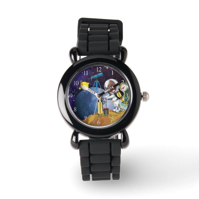 Relógio Colocação no espaço e alienígena com telescópio (Frente)