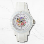 Relógio Colorful Faux Embroidered Floral Stylish Womans<br><div class="desc">Colorful Faux Embroidered Floral Stylish Womans Watches features a trendy colorful modern faux embroidery floral in pink,  purple,  orange and red on a pastel green background. Created by Evco Studio www.zazzle.com/store/evcostudio</div>