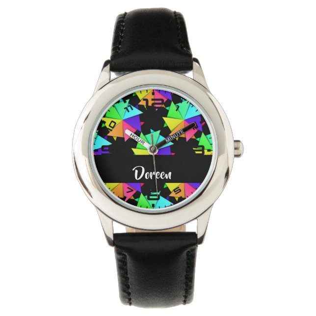 Relógio Colorful folded paper pattern (Frente)