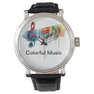Relógio Colorful Watch with Music Notes