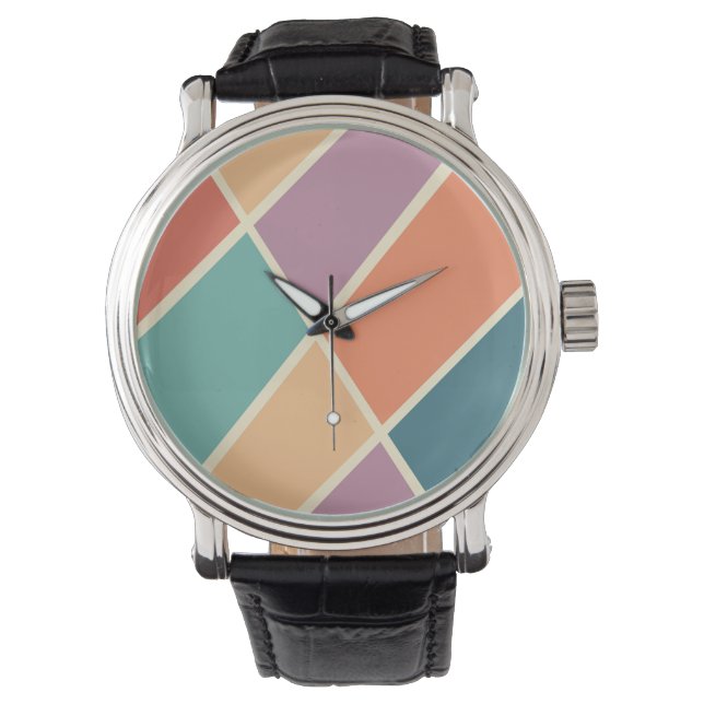 Relógio Coloridos abstrato geométricos design (Frente)