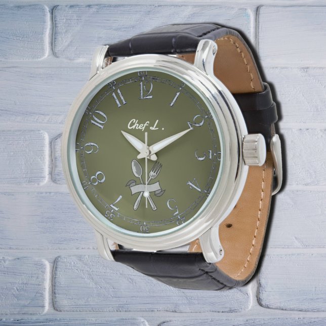 Relógio Coluna prateada do cozinheiro - adicionar nome (Criador carregado)