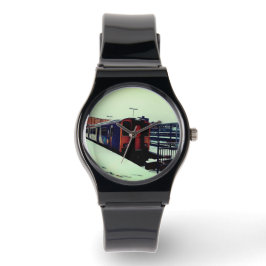 Relógio Comboio azul e amarelo