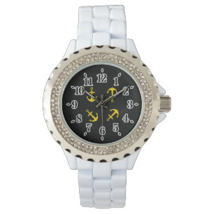 Relógio Conjunto de Âncoras do Ouro de desenho