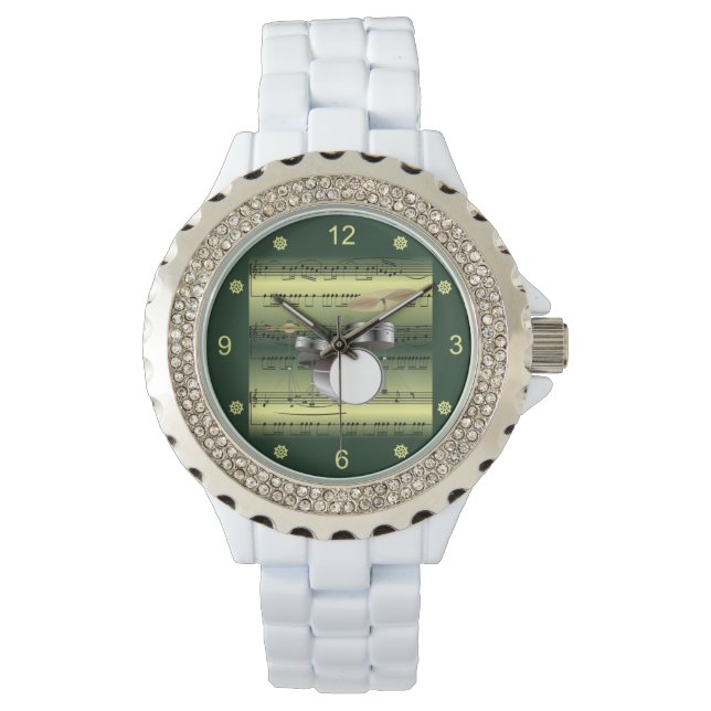 Relógio Conjunto de Tambores~Música em Folha Rolada~Fundo  (Frente)