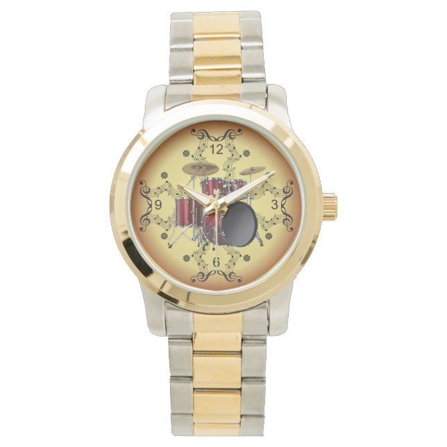 Relógio Conjunto de Tambores ~ Rolagem Musical ~ Fundo do  (Frente)