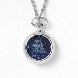 Relógio Constelação de Aquarius e Sinal de Zodíaco com Est