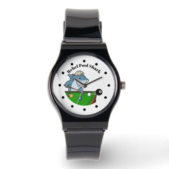 Relógio Cool Funny Rebel Pool Shark Men's Watch (Frente)