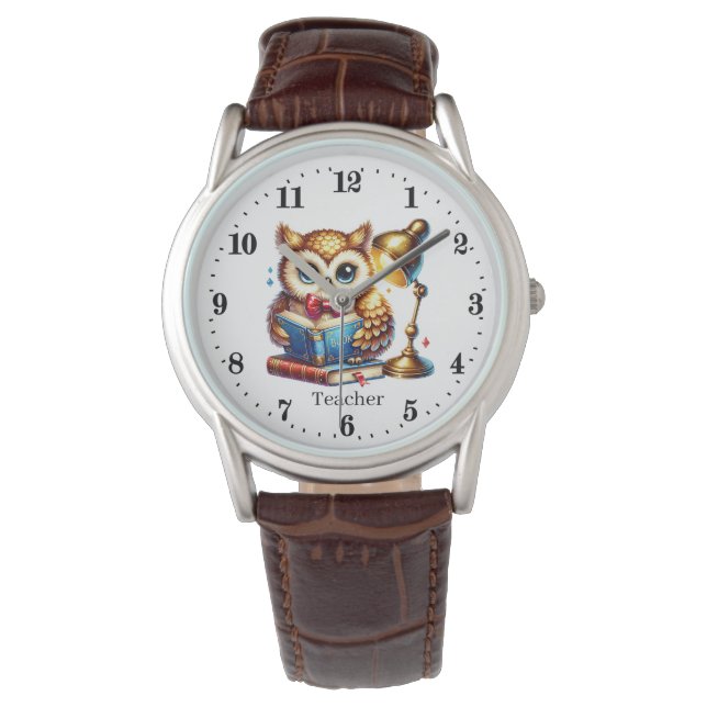 Relógio Cool Teacher owl customizable  (Frente)
