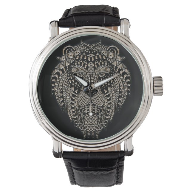 Relógio Cool Tribal Metallic Lion Head Black (Frente)