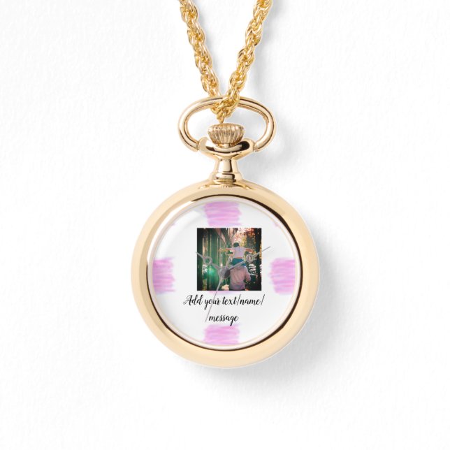 Relógio Cor d'água rosa púrpura pai filho pai adicionar im (Frente)