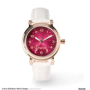 Relógio Coração em Ouro Rosa Design Elegante