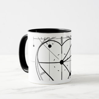 Relógio Coração Minimalista Caneca Geométrica - Xí