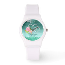 Corações Brilhantes Aqua Floral