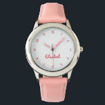 Relógio Corações Cor-de-Rosa Bonitos Meninas Nome Personal<br><div class="desc">Personalizadas, personalizadas, meninas divertidas e legal correias brilhantes cor-de-rosa-chic, caixa de aço inoxidável, relógio de pulso. Basta digitar o nome, para personalizar. Vá em frente crie um relógio maravilhoso e personalizado para a princesa da vida - filha, irmã, sobrinha, neta, afilhada, enteada. Faz um presente personalizado de excelente para aniversário,...</div>