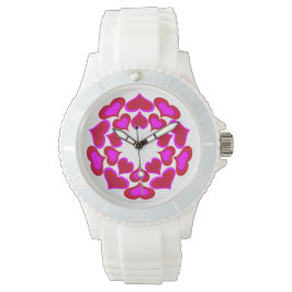 Relógio Corações Rosa Quente Moderno