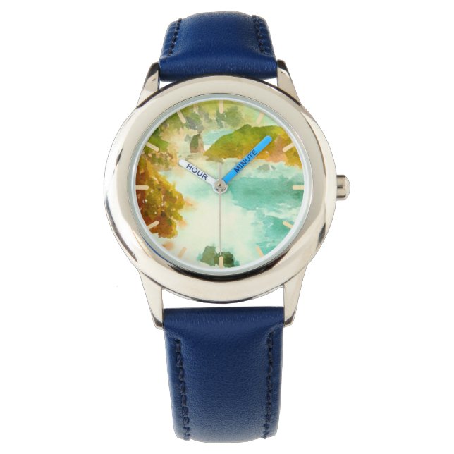 Relógio Cores d'água de ondas de queda (Frente)