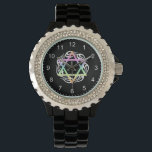 Relógio Cores Estrelas Judaicas<br><div class="desc">Jewish Star em cores pastéis na tatuagem de chama perfeita para feriados hebreus, passover, hanukkah ou hoshanah rosh.</div>