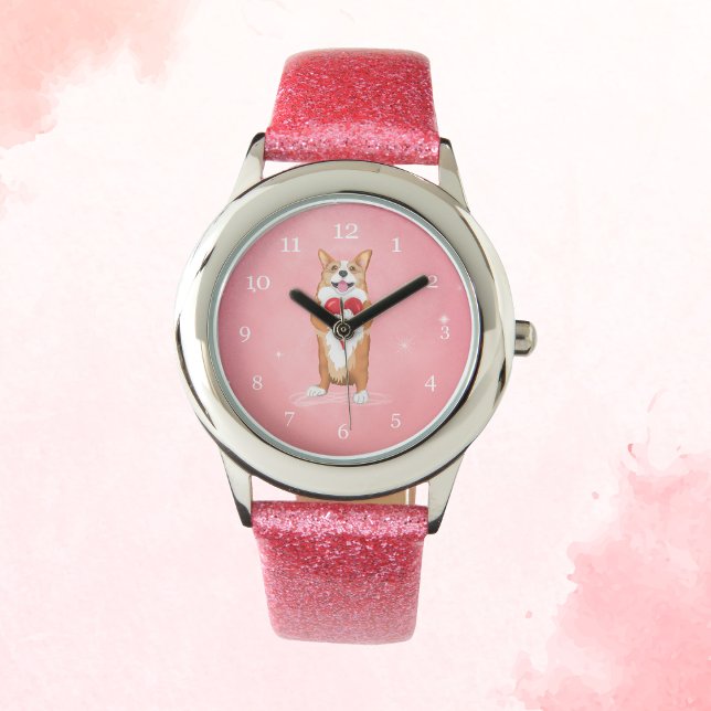Relógio Corgi Segurando Um Coração (Criador carregado)