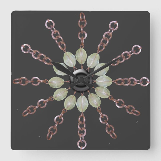 Relógio - Corrente de cobre e miçangas de vidro (Frente)