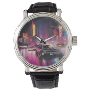 Relógio Corrida noturna em Vibrant City