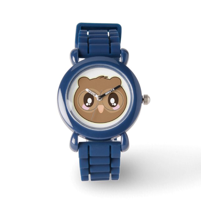 Relógio Coruja de aço inoxidável com bezel (Frente)