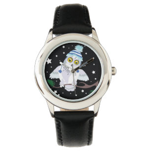 Relógio Coruja nevado com Hat~wristwatch