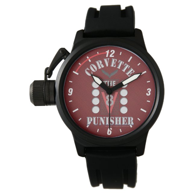 Relógio Corvette V8 Punisher Red Face Watch (Frente)