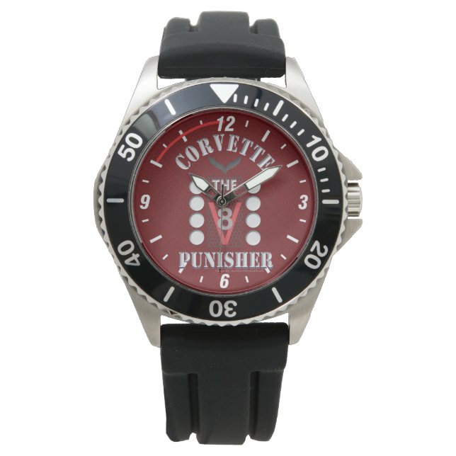 Relógio Corvette V8 Punisher Red Face Watch (Frente)