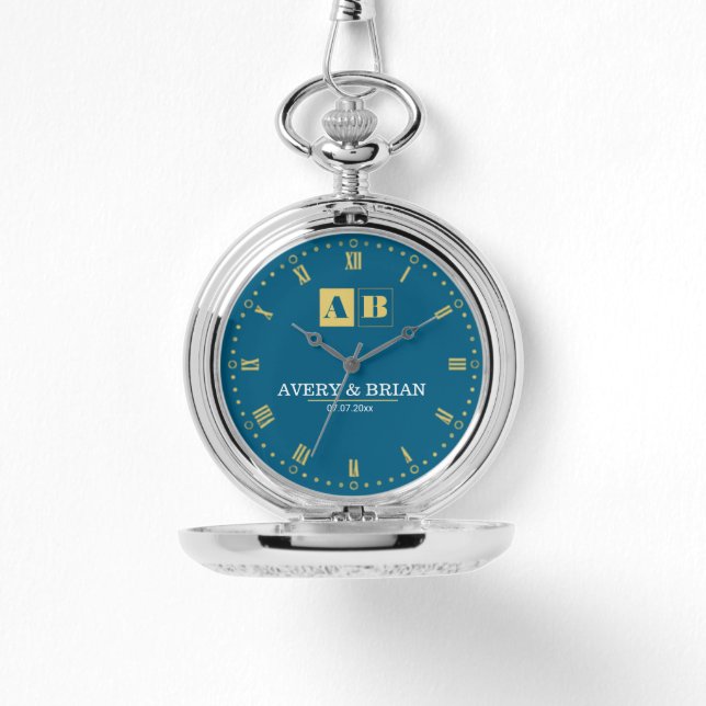 Relógio Couple Name Custom Engraved Romantic  Monogram (Frente)