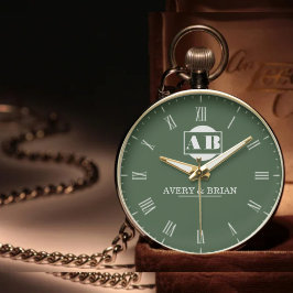 Relógio Couple Name Custom Engraved Romantic  Monogram