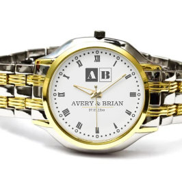 Relógio Couple Name Custom Engraved Romantic  Monogram