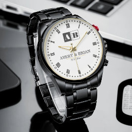 Relógio Couple Name Custom Wedding Monogram 