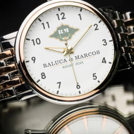 Relógio Couple's Names & Initials Floral Monogram Letters 