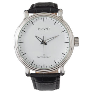 Relógio Couro Preto Vintage, Marca Personalizada