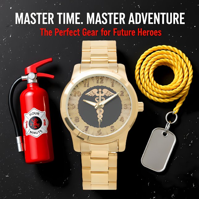 Relógio Crachá de alerta de silhueta brilhante de ouro méd (Criador carregado)