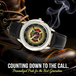 Relógio Crachá preto e Dourado do logotipo do departament