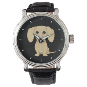 Relógio Cream Smooth Coated Dachshund   Cachorro-esmalte
