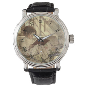 Relógio Criança Antiga Lendo um Livro, Jessie Willcox Smit