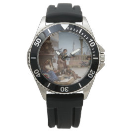 Relógio Crianças alimentando pombos em Veneza (por Paolett