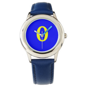 Relógio Crianças Amarelo Número 0 Blue Bezel Wrist Watch