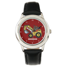 Relógio Crianças Boys Construction Digger Excavator Name