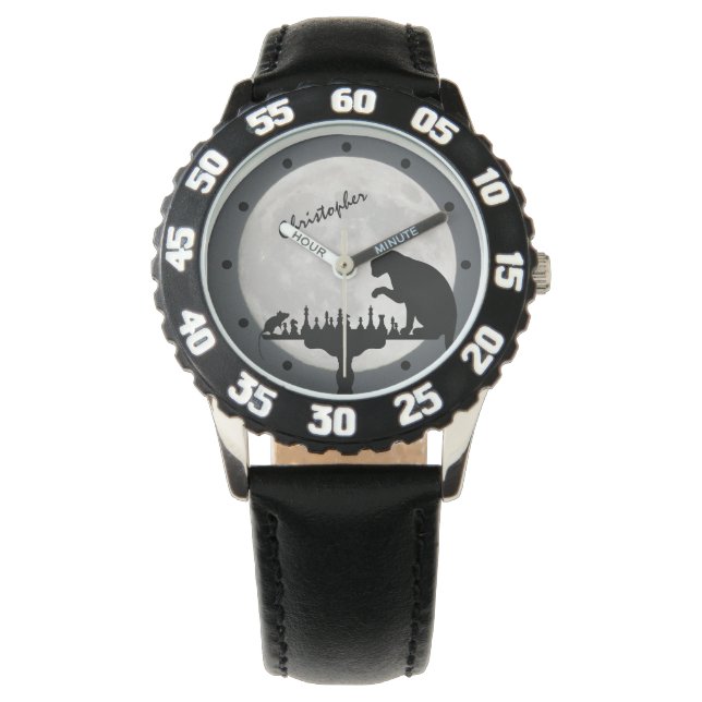 Relógio Crianças de Jogo do Rato n Gato de Mouse Personali (Frente)