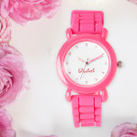 Relógio Crianças Meninas Moderno Cor-de-Rosa Cor-de-Rosa N<br><div class="desc">Personalizadas, personalizadas, crianças bonitinhas e divertidas, bonito chic legal correias de silicone cor-de-rosa cinzenta, estojo de plástico, relógio de pulso. Basta digitar o nome, para personalizar. Vá em frente crie um relógio maravilhoso e personalizado para a princesa da vida - filha, irmã, sobrinha, neta, afilhada, enteada. Faz um presente personalizado...</div>