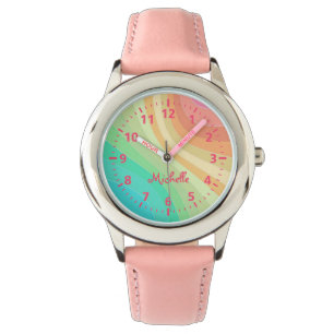 Relógio Crianças Nome Personalizado Rainbow Watch